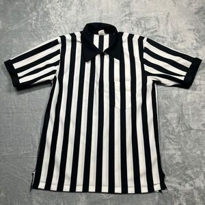 Cliff Keen Referee Jersey Men Large Black White Striped Quarter Zip Short Sleeve
